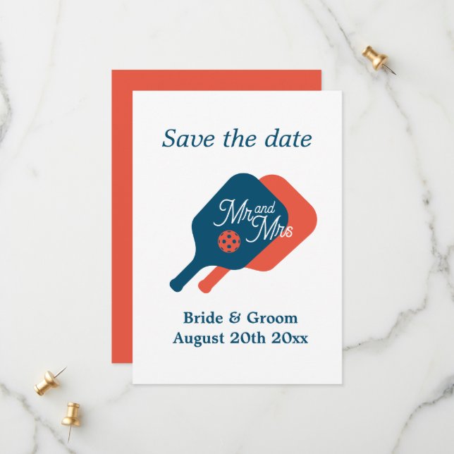 Pickleball obsession wedding save the date cards (Front/Back In Situ)