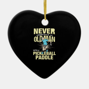 Pickleball - Old Man With A Pickleball Paddle Ceramic Tree Decoration