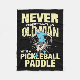 Pickleball - Old Man With A Pickleball Paddle Fleece Blanket