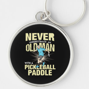 Pickleball - Old Man With A Pickleball Paddle Key Ring