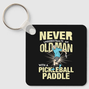 Pickleball - Old Man With A Pickleball Paddle Key Ring