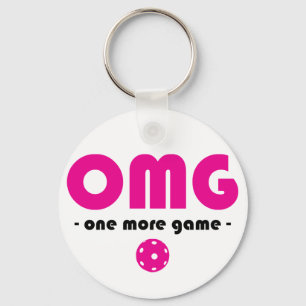 Pickleball One More Game white / pink Key Ring
