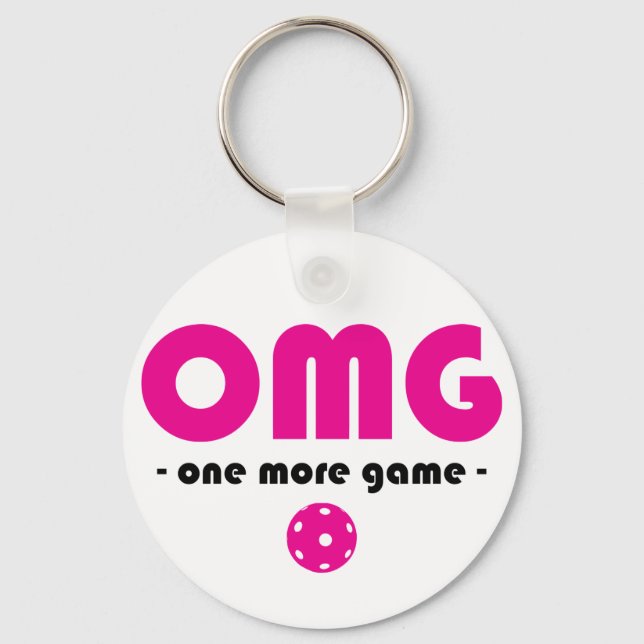 Pickleball One More Game white / pink Key Ring (Front)