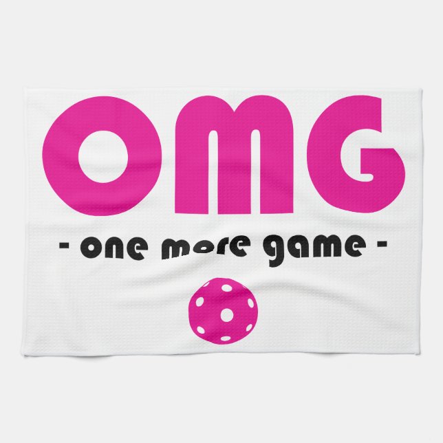 Pickleball One More Game white / pink Tea Towel (Horizontal)