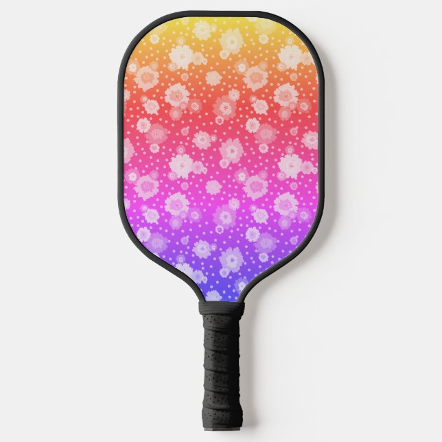 Pickleball Outdoor Colourful Flower Floral  Pickleball Paddle (Front)