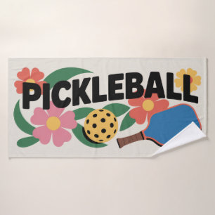 Pickleball Paddle And Ball Floral Sports Towel