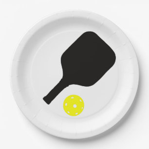Pickleball paddle & ball paper plate