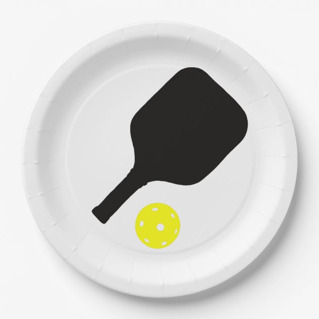Pickleball paddle & ball  paper plate (Front)