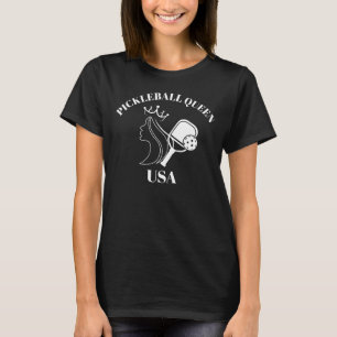 Pickleball Paddle & Ball Queen USA Cute Custom T-Shirt