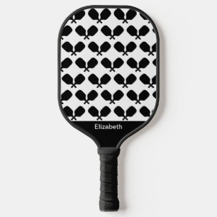 Pickleball Paddle Black White Illustration Design