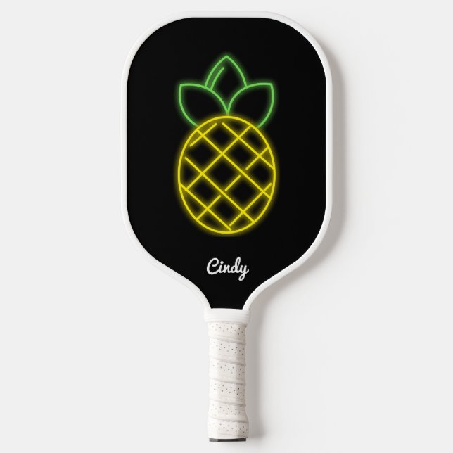 Pickleball Paddle Custom Pineapple Neon Black (Front)