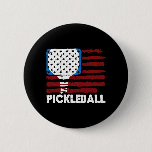 Pickleball Paddle Flag Pickle Ball Patriot Men 6 Cm Round Badge