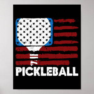 Pickleball Paddle Flag Pickle Ball Patriot Men Poster