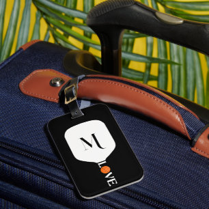 Pickleball Paddle Love Orange Ball Personalised Luggage Tag