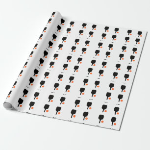 Pickleball paddle & orange pickleball wrapping paper