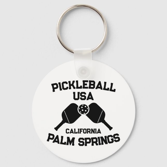 Pickleball Paddle Palm Springs California Custom Key Ring (Front)