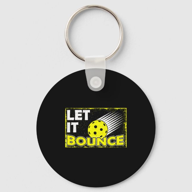 Pickleball paddle pickle ball player let it bounce key ring (Front)