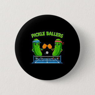 Pickleball paddle player funny pickle ballers fun 6 cm round badge