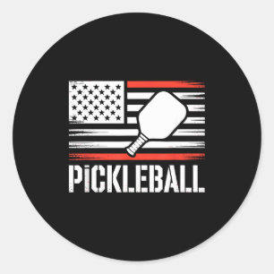 Pickleball paddle player patriotic flag lover classic round sticker