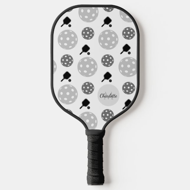 Pickleball Paddle Racket Ball Monogram Kids Name (Front)