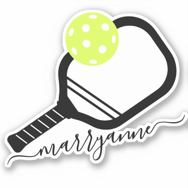 Pickleball Paddle Script Monogram Sticker (Front)
