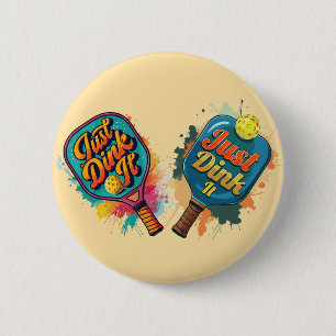 Pickleball Paddle - Sporty & Fun Design 6 Cm Round Badge