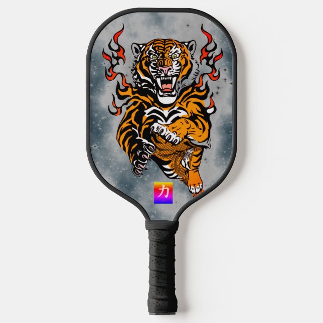 Pickleball Paddle TIGER AND FLAMES FLYING GEESE (Front)
