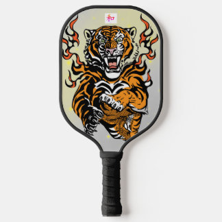 PICKLEBALL PADDLE TIGER WITH FLAMES DIY INITIAL