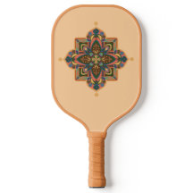 Pickleball Paddle with geometric peachy mandala