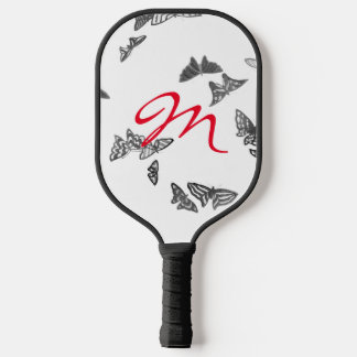 PICKLEBALL PADDLE WITH MONOGRAM AND BUTTERFLIES