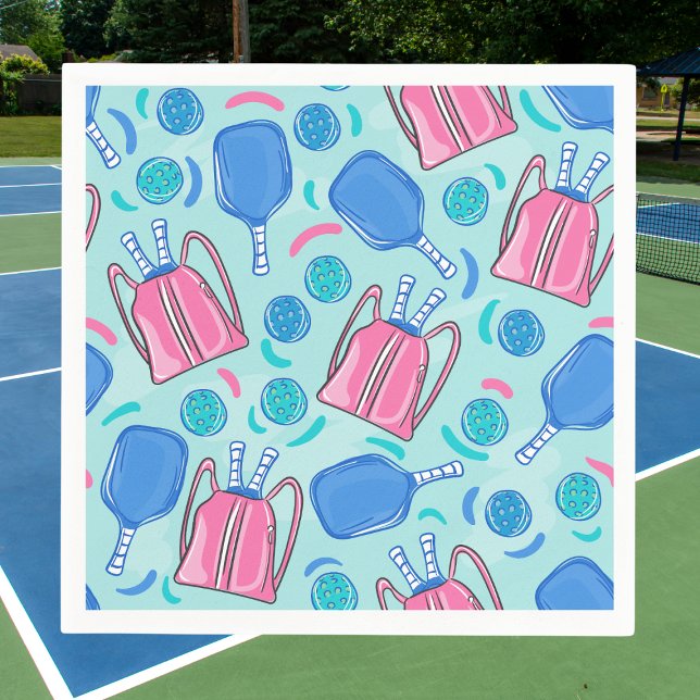 Pickleball Paddles and Balls Blue  Napkin (Creator Uploaded)