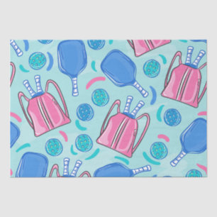 Pickleball Paddles and Balls Blue  Tissue Paper