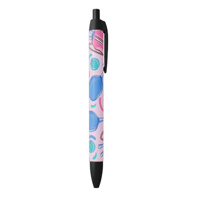 Pickleball Paddles and Balls Pink Preppy Black Ink Pen (Bottom (Vertical))