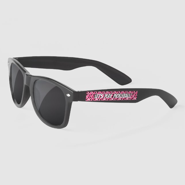 Pickleball Paddles Balls with Fun Cutouts - Pink Sunglasses (Left)