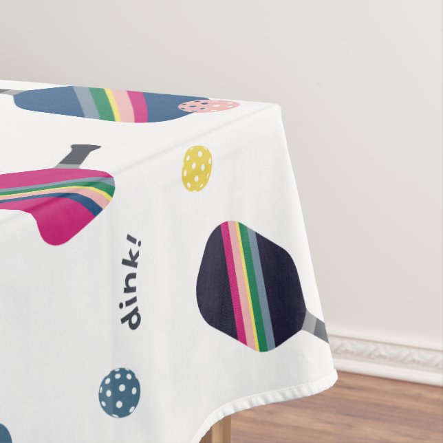 Pickleball Paddles Blue Green Pink Sports Tablecloth (In Situ)