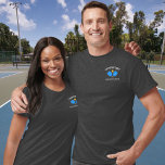 Pickleball Paddles Club Team Logo Custom T-Shirt<br><div class="desc">Sporty pickleball shirt featuring 2 blue pickleball paddles and a ball and 2 lines of custom text. Perfect for a pickleball club t-shirt,  pickleball partners/teammates - great for tournament or Rec play.</div>