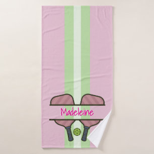 Pickleball Paddles Dusty Pink Personalised Gift Bath Towel