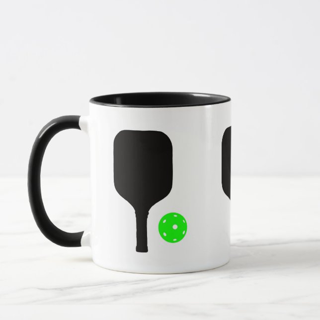 Pickleball paddles & green ball mug (Left)