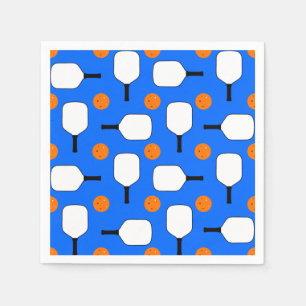 Pickleball Paddles, Orange Pickleball Balls, Blue Napkin