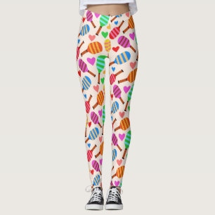 Pickleball Paddles Pattern with Hearts Leggings