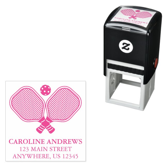 Pickleball Paddles Personalised Return Address Self-inking Stamp (In Situ)