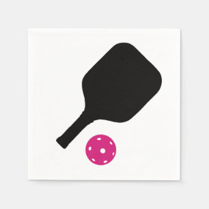 Pickleball paddles & pink balls napkin