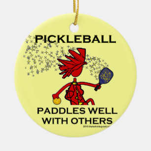 Pickleball Paddles Well With Others Ceramic Tree Decoration