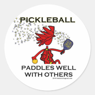 Pickleball Paddles Well With Others Classic Round Sticker