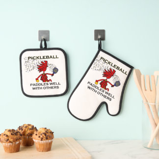 Pickleball Paddles Well With Others Oven Mitt & Pot Holder Set