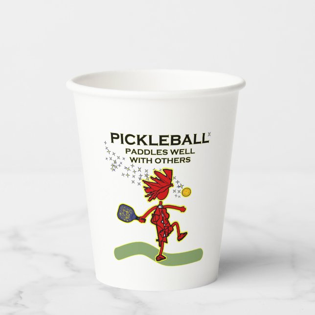 Pickleball Paddles Well With Others Paper Cups (Front)