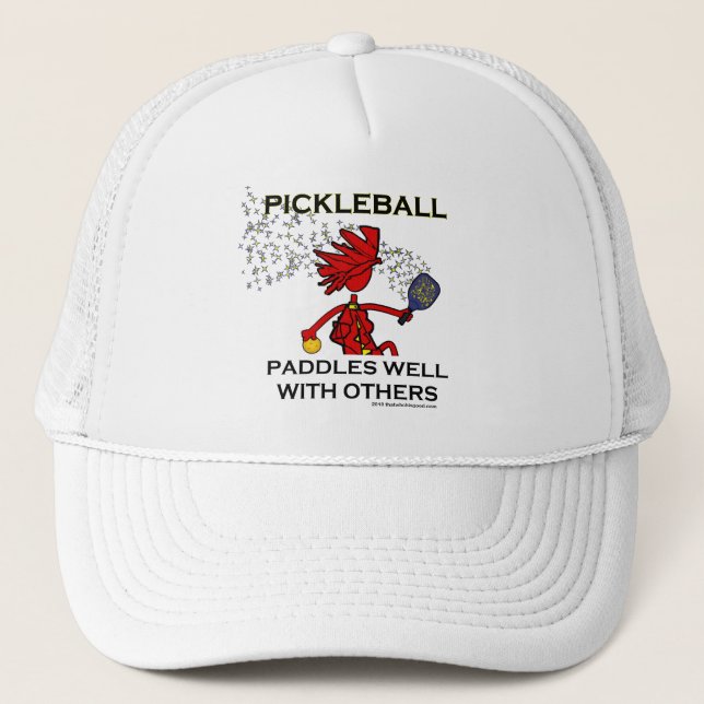 Pickleball Paddles Well With Others Trucker Hat (Front)