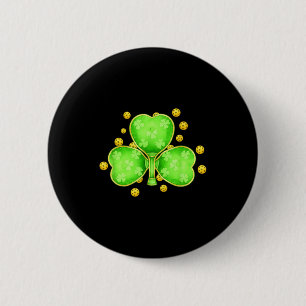 Pickleball paddy lucky paddle clovers and court 6 cm round badge