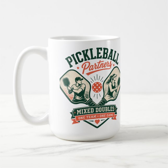 Pickleball Partners Mixed Doubles Coffee Mug (Left)
