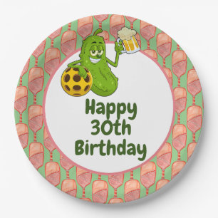Pickleball Party 30th Birthday with Beer Paper Plate
